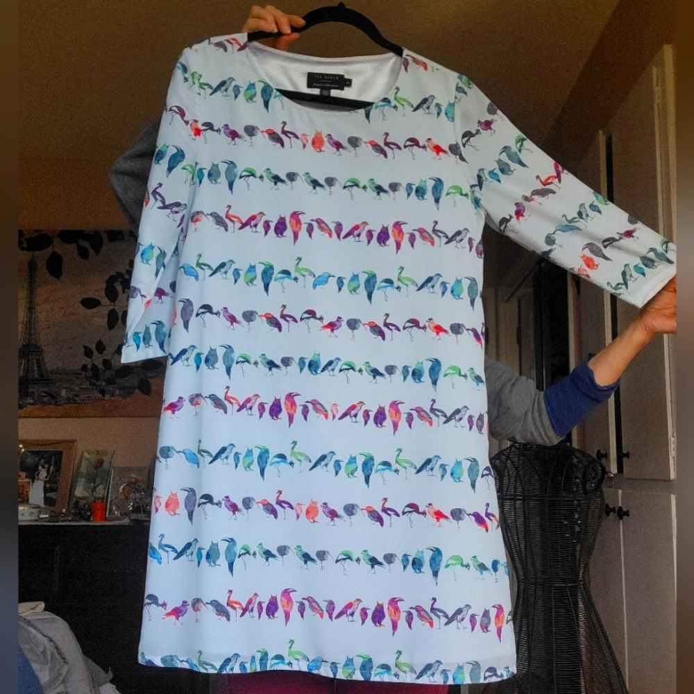 Ted Baker Colorful Bird Print Dress Size 2